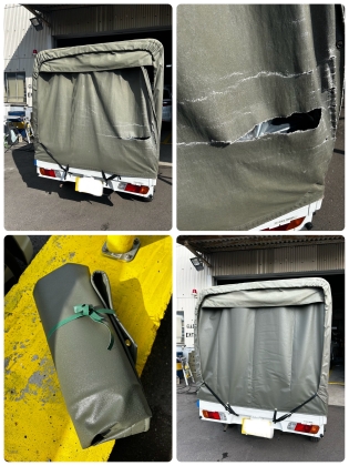 ミニキャブ　荷台　幌修理